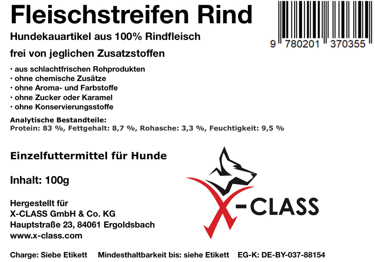 Fleischstreifen vom Rind, getrocknet, 100g