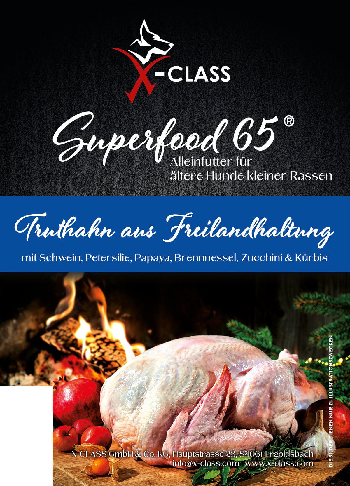 Superfood 65 Truthahn mit Schwein für ausgewachsene ältere kleine Hunde (Senior) & light