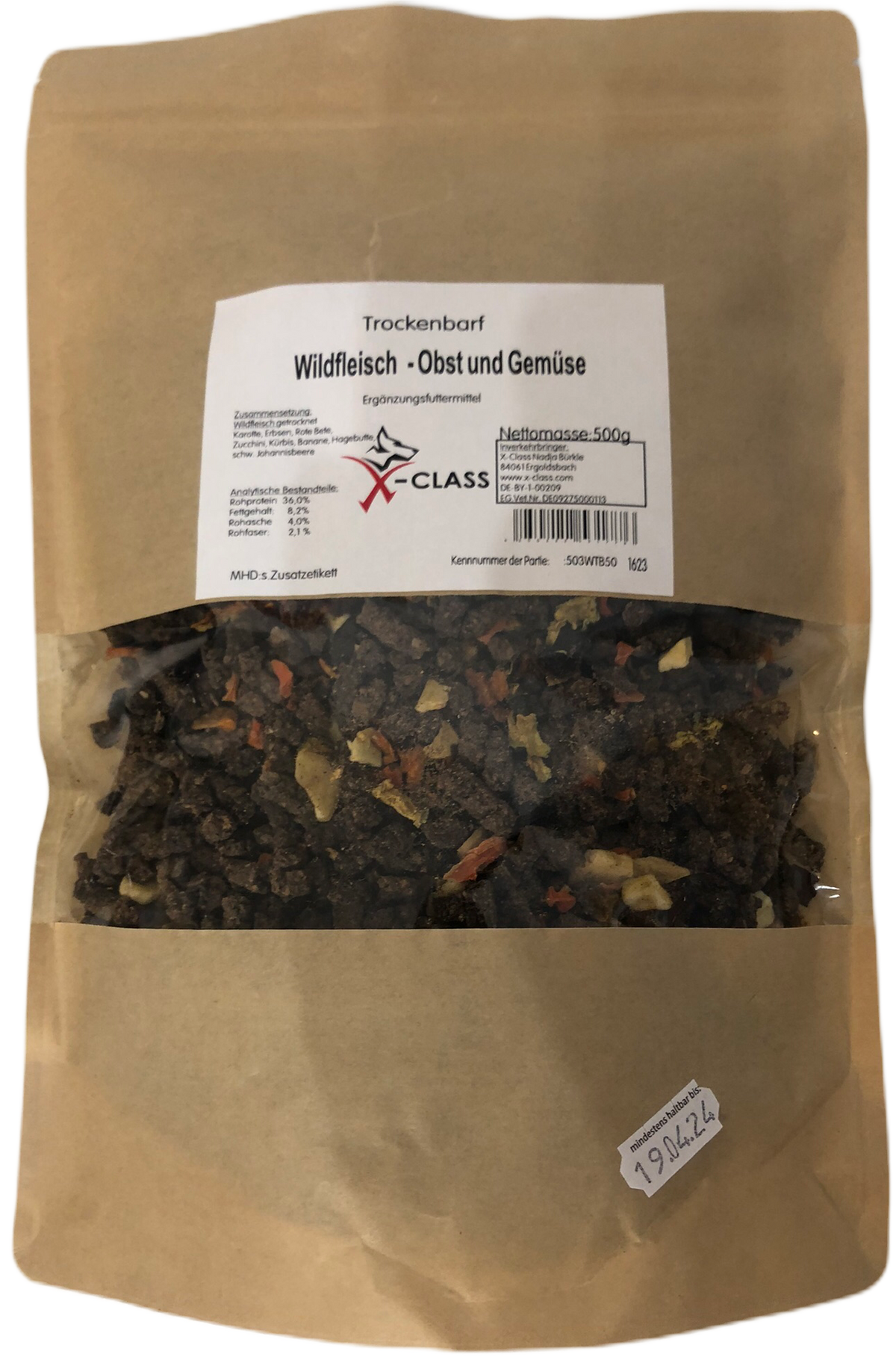 Trockenbarf mit Wild, Obst und Gemüse